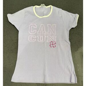 Vintage Poco Loco Club Cancun Mexico Graphic Tee   Shirt Purple Fitted Medium M